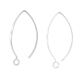 925 Sterling Silver Earring Hooks, Flat Marquise Ear Wire with Loops