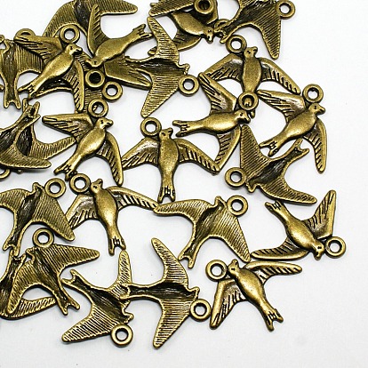 Подвески в тибетском стиле , без свинца и без кадмия, птица, 17.5x22.5x1.5 мм, отверстие : 2 мм