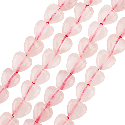 1 нитка натурального розового кварца в форме сердца