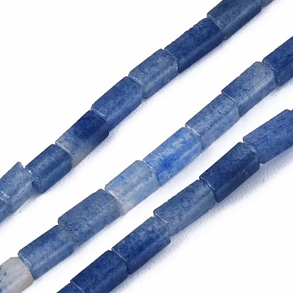 Colliers de perles d'aventurine bleue naturelle teinte et chauffée, cuboïde