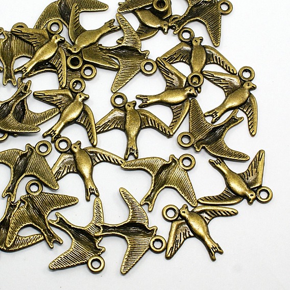 Подвески в тибетском стиле , без свинца и без кадмия, птица, 17.5x22.5x1.5 мм, отверстие : 2 мм