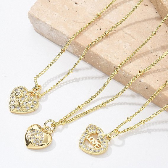 Латунные микропаве прозрачные кубические цирконии ожерелья с подвеской в виде сердца для женщин