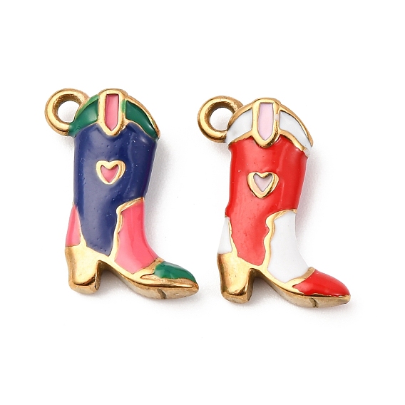 304 подвески из нержавеющей стали, ботинки, с эмалью, золотые