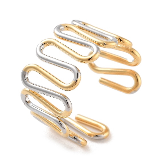 Латунная открытая манжета для женщин, без кадмия и без свинца, настоящее 18 к позолота и платина