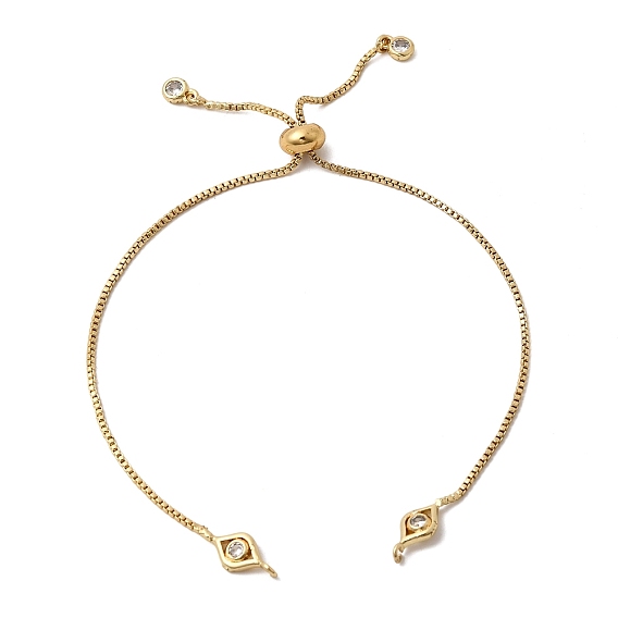 1мм латунная цепочка-слайдер для изготовления браслетов, с прозрачными подвесками в виде глаз из кубического циркония, стойки покрытие, долговечный, без свинца и без кадмия