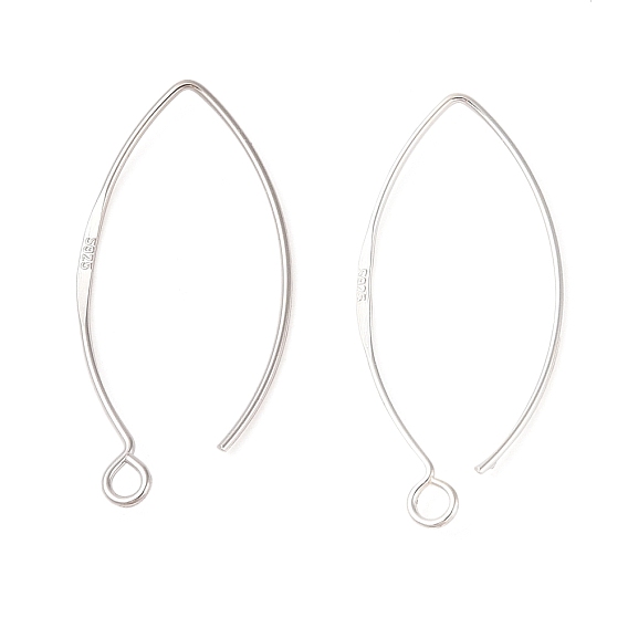 925 стерлингового серебра серьги крюков, плоская серьга маркиза с петлями