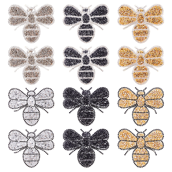 Блестящие термоклеящиеся стразы нашивки, приклеиваемые утюгом, термоклей на спине, аксессуары для костюма, пчела