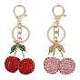 2 шт. 2 цвета брелки из сплава, со стразами, вишня, золотой свет