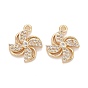 Rack Plating Brass Micro Pave Clear Cubic Zirconia Charms, , Long-Lasting Plated, Lead Free & Cadmium Free, Windmill
