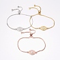 Adjustable Brass Micro Pave Cubic Zirconia Bolo Bracelets, Slider Bracelets, with Brass Box Chains and Enamel, Oval with Eye