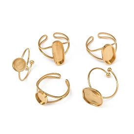 Настоящее 18k позолоченное 304 кольцо-манжета из нержавеющей стали, пустая рамка для установки кольца, ионное покрытие (ip)