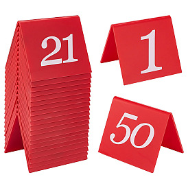 50 números de piezas 1~50 letreros de mesa acrílicos, señales de carpa, con 1pc pegatinas de papel, para restaurante