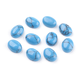 Cabochons turquoise bleu synthétique, ovale