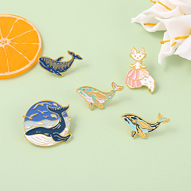 Cute Cartoon Animal Alloy Badges: Whale and Fox Enamel Pins