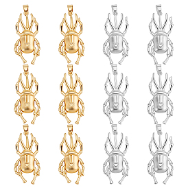 12Pcs 2 Colors Rack Plating Brass Pendants, Long-Lasting Plated, Beetle Charms