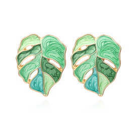 Cute Colorful Leaf Earrings - Sweet, Alloy, Enamel, Design, Dangle, Women.