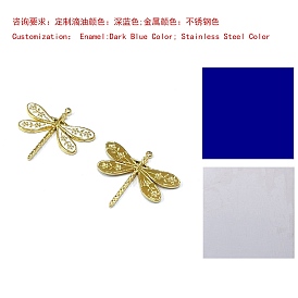 201 Stainless Steel Pendants, with Enamel, Dragonfly Charm