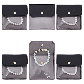 6 шт. конверты для ювелирных изделий из искусственной кожи и ПВХ с кнопкой, для сережек, Кольца, Браслеты, квадратный