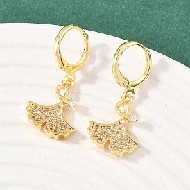 Серьги-кольца из латуни с микропаве из прозрачных кубических цирконий, стойки покрытие, без кадмия и без свинца, долговечный