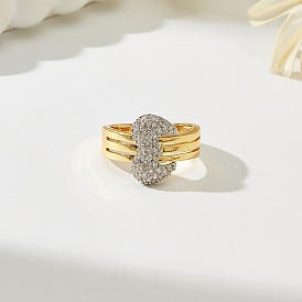 Кольца для женщин с микропаве из латуни и кубическими цирконами, сердце