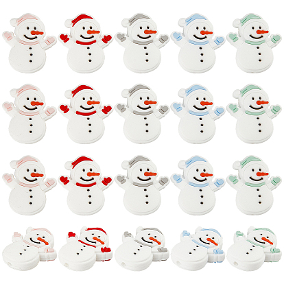 20 шт 5 цвета снеговик рождественская тема пищевые экологически чистые силиконовые фокусные бусины