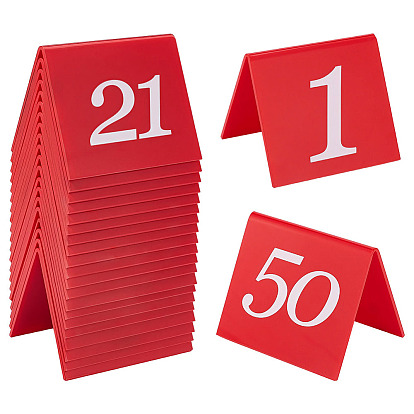 50 números de piezas 1~50 letreros de mesa acrílicos, señales de carpa, con 1pc pegatinas de papel, para restaurante