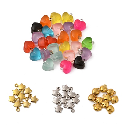 Наборы кулонов своими руками, с подвесками в виде сердца из смолы и подвесками в виде сердца из сплава, ccb пластиковые звездообразные прелести