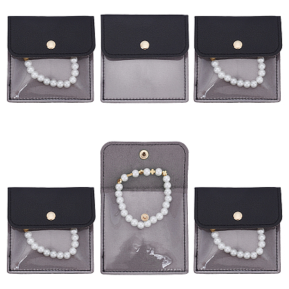 6 шт. конверты для ювелирных изделий из искусственной кожи и ПВХ с кнопкой, для сережек, Кольца, Браслеты, квадратный