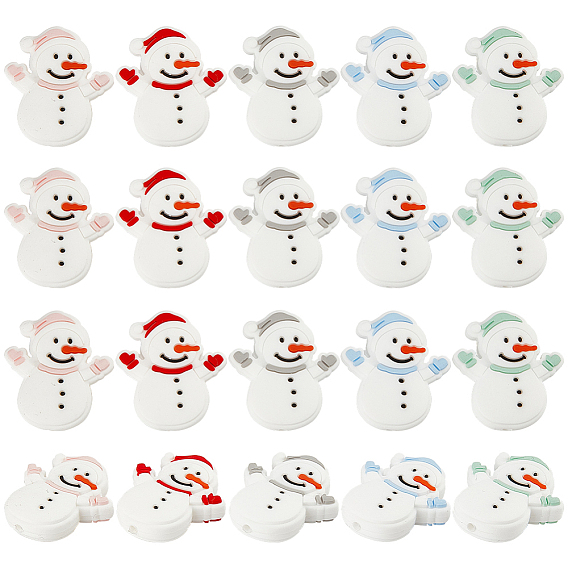 20 шт 5 цвета снеговик рождественская тема пищевые экологически чистые силиконовые фокусные бусины
