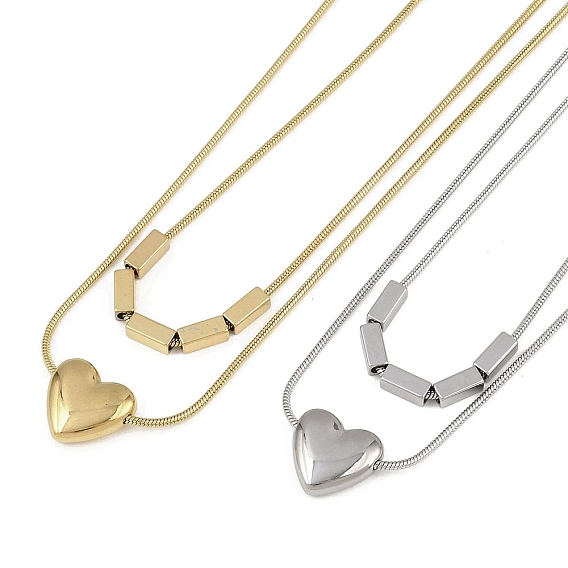 304 двухслойные ожерелья из нержавеющей стали с подвеской в виде сердца для женщин