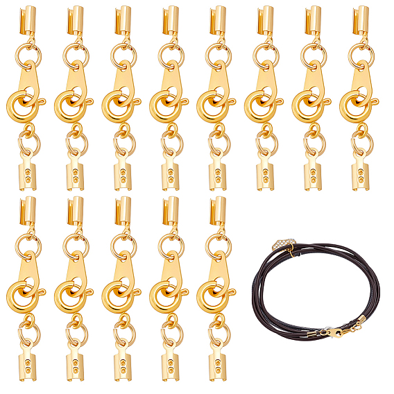 20шт. латунные наконечники шнура, с латунными пружинными кольцами-застежками