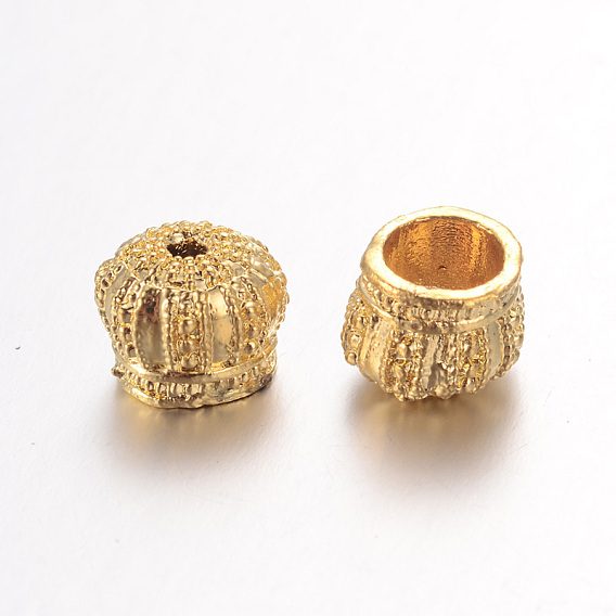 Crown Alloy Bead Caps, 9x8mm, Hole: 2mm and 6mm