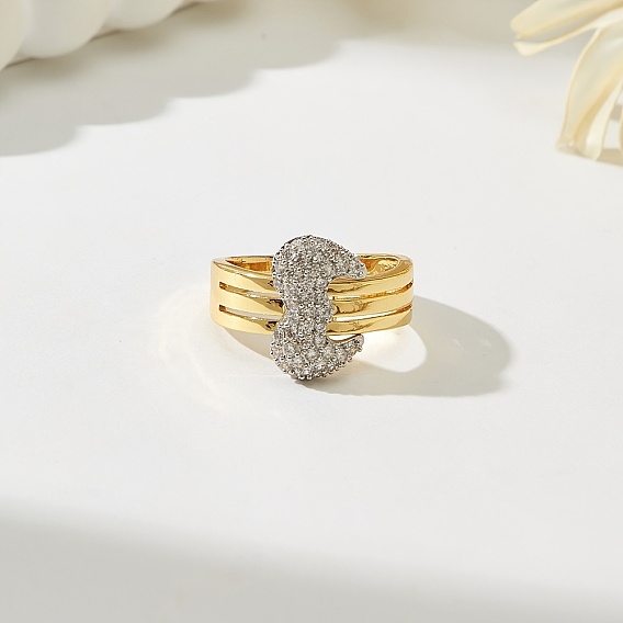 Кольца для женщин с микропаве из латуни и кубическими цирконами, сердце