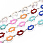 Brass Enamel Chains, Lip Link Chains, Long-Lasting Plated, Nickel Free, Soldered