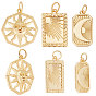 9 шт. 3 латунные подвески с покрытием в виде стойки, с целью перехода в кольце, без кадмия, без никеля и без свинца, восьмиугольник и прямоугольник с солнцем и прямоугольник с луной