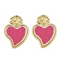 304 Stainless Steel & Embroidered Pendants, Sacred Heart Charms, Camellia, Ion Plating(IP), Long-Lasting Plated