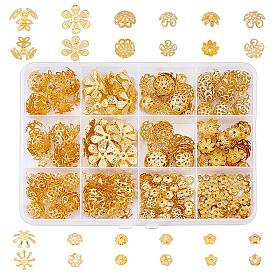480pcs 12 styles kits de capuchons de perles en fer, fleur