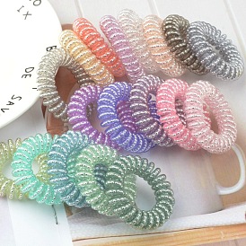 Candy-colored phone line hair tie - simple and elegant bead chain hair accessory.