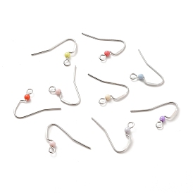 316 crochets de boucle d'oreille chirurgicaux en acier inoxydable, avec perles et boucle horizontale, couleur inox