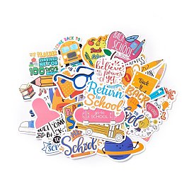 School Theme Waterproof Self Adhesive Paper Stickers, for Suitcase, Skateboard, Refrigerator, Helmet, Mobile Phone Shell, Colorful