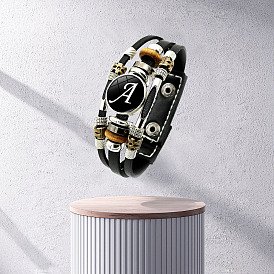 Браслеты из многорядного шнура с буквами из полиуретана, буквы, со сплавом и стеклом