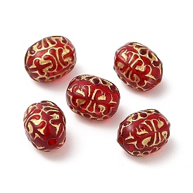 Plating Acrylic Beads, Golden Metal Enlaced, Oval