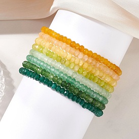 7Шт. браслеты-браслеты из натуральных бусин-рондель из окрашенного малайзийского нефрита для женщин