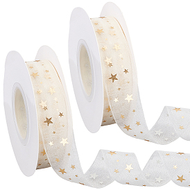 Полиэфирная лента, отделка кружевом со звездным узором, для подарочной упаковки