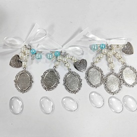 Broches ovales vierges en alliage, kit de fabrication de perles d'imitation, bricolage