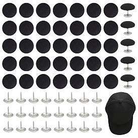 48Ensemble de boutons plats ronds en aluminium recouverts de polyester, Bouton de remplacement pour casquette de baseball en forme de champignon, platine