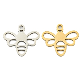 Ion Plating(IP) 201 Stainless Steel Pendants, Bee Charm, Laser Cut