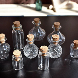 Миниатюрные стеклянные бутылки, с пробками, желающие бутылки, для аксессуаров для кукольного домика, притворяясь опорными украшениями