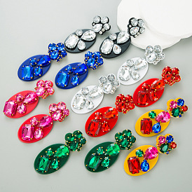 Exaggerated Acrylic Earrings - Bohemian Style, Long Drop, Sparkling Rhinestone.