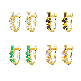 Elegant Geometric 925 Sterling Silver Cubic Zirconia Hoop Earrings, Simple and Fashionable